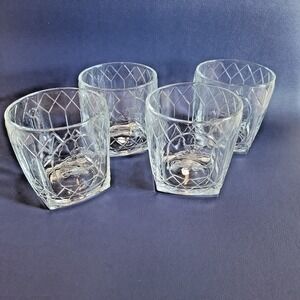 Crown Royal Canadian Whiskey, Stained Glass Embossed Logo Rocks Glass, Set of 4